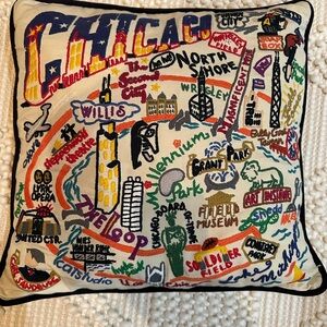 Catstudio Colorful Chicago Map Embroidered Accent Pillow